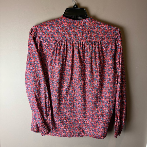 ba&sh freja lady top floral cotton blouse smocked sleeves Small (US 4) - Picture 9 of 12